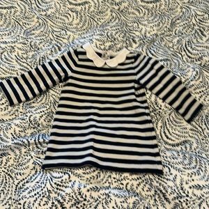 Jacadi Navy and White Striped Dress - 12 Months